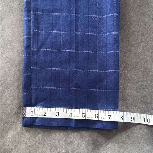 Men’s Blue Plaid 3 Piece Slim Fit Suit Notched Lapel Jacket 36 Pants 33 NEW - Picture 13 of 16